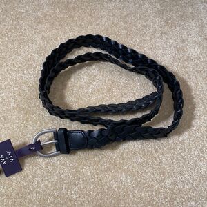 Women’s Black Braided Belt with Silver Buckle XL NWT